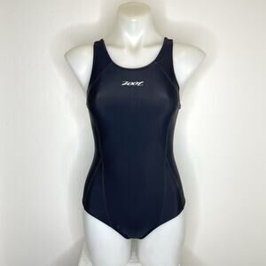 Zoot One Piece Racing Swimsuit Womens Small Black Lap Swimming